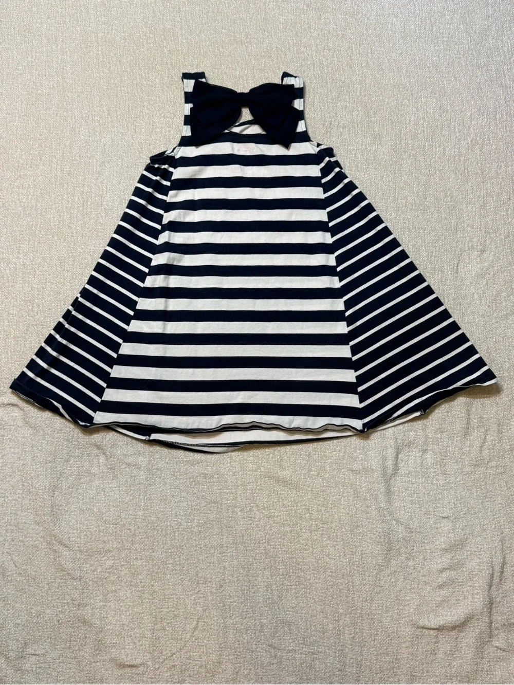 Tommy Bahama Girls M 7/8 Nautical Striped Sequin Anchor Bow Dress Coastal